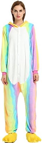 xiaoying Unicorn Pajama Unisex Sleepwear Animal Costume With Hooded Fleece For Children, Boy and Girl (XL, colorful)