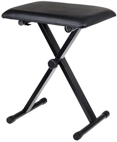Black Adjustable Piano Keyboard Bench Leather Padded Seat Folding Stool Chair