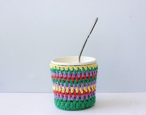 Cotton Ice Cream Container Cozy Hand Crocheted Soup Cozy