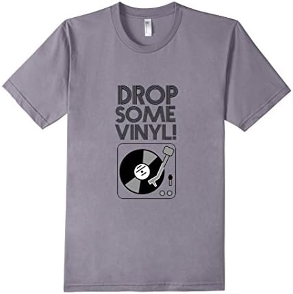 Men's Drop Some Vinyl Record Player DJ T-Shirt Large Slate