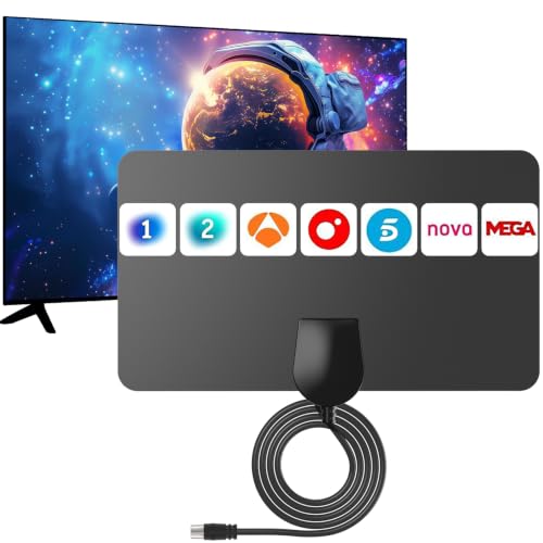 Indoor TV Antenna Panel for Smart TV – Digital HD 4K/Full HD Digital DTT Antenna, Ultra-Thin and Flexible Design, Stable 360° Reception, Compatible with DVB-T2/DVB-T and HDTV, Long Range Signal