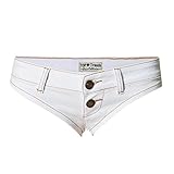 VOGRACE Womens Sexy Low-Rise Button Closure Mini Jeans Micro Shorts Denim White S