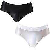IPHREECO Mens Sissy Panties Silk Shiny Glossy Spandex Bikini Briefs Shorts Low Waist Stretchy Underwear Swimwear Thongs