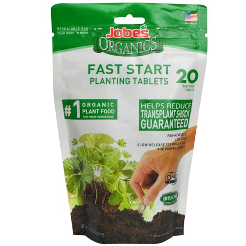 Jobe's Organics Fast Start Planting Fertilizer Tablets, Organic Fertilizer for Transplants, Seedlings, and New Growth, 20 Count