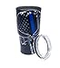 Txdeals4u 30 oz Stainless Steel Vacuum Insulated Tumbler with Lid - Double Wall Travel Mug Water Coffee Cup for Ice Drink & Hot Beverage, Skull w/Keychain (Thin Blue Line)