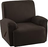 Chezmoi Collection Brooks Black Micro Suede 4-Way Stretch Slipcover Recliner