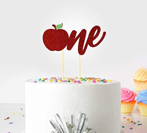 1st (First Birthday Cake Topper Decoration (Apple) - One - with Double Sided Glitter Stock)