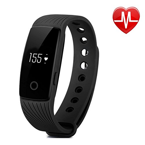 YAMAY Fitness Armband Uhr mit Pulsmesser,Fitness Tracker Herzfrequenzmesser Aktivitätstracker Bluetooth Smart-Armband Schrittzähler Pulsuhren,Smart Notifications für Android und IOS(Neueste)