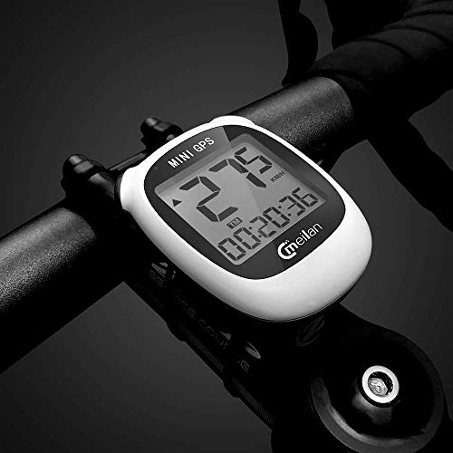 GPS Bicycle Computer, Mini M3 Bike Speedometer and Odometer Wireless Waterproof with LCD Display, IPX5 Waterproof & USB Rechargeable for Bike,White