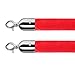 New Star Foodservice 54767 Red Velvet Stanchion Rope with Chrome Plated Hooks, 79.5-Inch, Set of 2