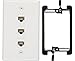 BUYER'S POINT Cat6 Female-to-Female Wall Plate | UL Listed, 3 Ports with an Easy Install Low Voltage Mounting Bracket, Perfect for High Speed Data Connection at Work or Home (White) — 1 Pack