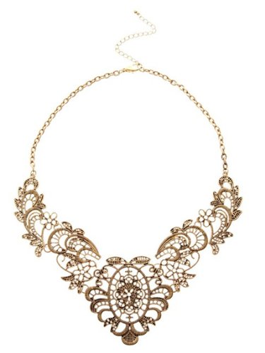 Buyinhouse Retro Vintage Antique Luxury Lady Lace Effect Filaments Pendant Short Style Necklace