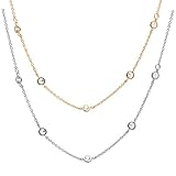 Spinningdaisy Crystal Accent Tiny Chain Satellite Choker Necklace