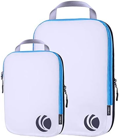 Ultralight Compression Packing Cubes Travel Organizer for Carryon Luggage/Backpack-White 2pcs Set