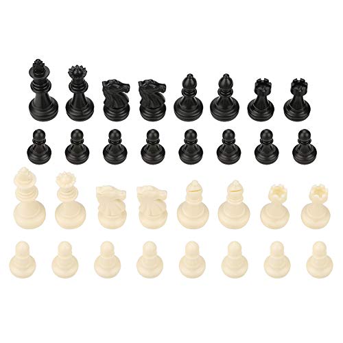 Zerodis Chess Pieces,32PCS Black&White Standard International Staunton Chess Game Pieces Set Without Chessboard Complete Spare or Replacement Pieces Gift Interactive Toy