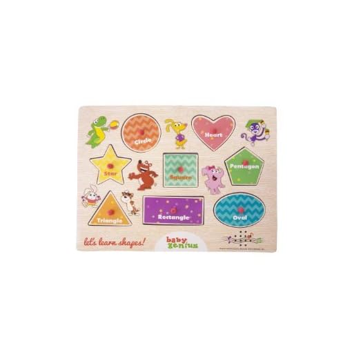 Baby Genius Let's Learn Shapes Interactive Electronic Sounds Wooden Puzzle with Peg Pieces by Manhattan Toy - Image 5
