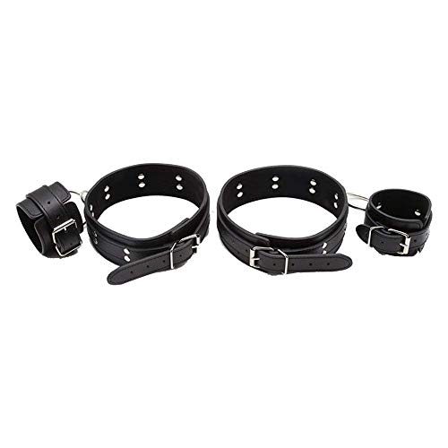 Nadition Clearance,Adjustable Hand Wrist Leg Cuffs Leather Straps Tie Set Couple Bed Restraint Handcuffs (One Size, Black)