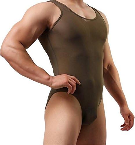 Bnice Mens Smooth Soft Sheer Bodysuit Mesh Jumpsuit Singlet Underwear
