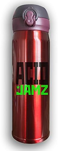 Stainless Water Bottle Design Acid Jamz,Sports Drinking Bottle,Leak-Proof Vaccum Cup,Travel Mug,With Bounce Cover,Red