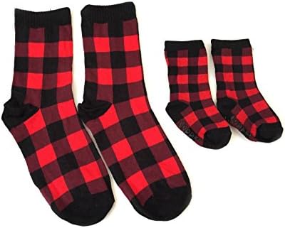 Copper Robin Baby and Me Matching Baby Socks (Adult Red and Black Buffalo Plaid socks and (6 mos-3yrs))