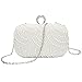 Chichitop Womens Luxury Special Crystals Beaded Pearl Evening Clutch Bag,White