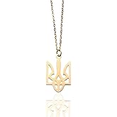 N-Made Beautifull Ukraine Trident - Ukraine Necklace - Ukraine Jewelry - Ukrainian Jewelry - Ukrainian Flag Trident Pendant Necklaces for Women's Men, Patriotic Gift, Birthday Gifts