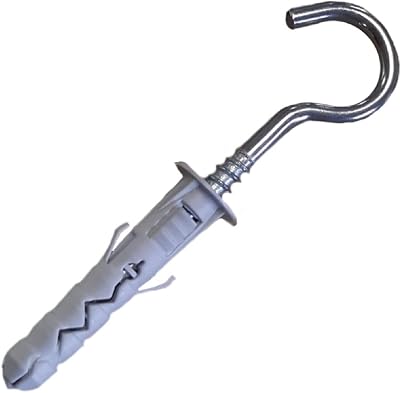 LLB Heavy Duty Hooks Set 10x Wall Plugs 6mm x 80mm Screw-in Hooks