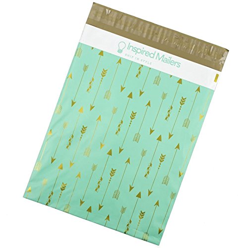 Inspired Mailers Poly Mailers 10x13 Deluxe Tribal Arrows Print â€“ Pack of 100 â€“ Unpadded Poly Bags for Shipping (Seafoam)