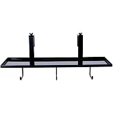 EASY-UP 20" Portable Shelf with Tack Hooks | Adjustable Stall Organizer for Tack Room, Barn, or Horse Show Use | Color Black
