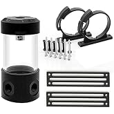 Dracaena.io 200mm G1/4 Acrylic Water Cooling Reservoir, 55mm OD, Multi-Port | Clear acrylic tube with heat-resistant POM end caps &middot; Four G1/4 ports for flexible layouts &middot; Leak-free threaded connections