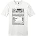 Drummer Gift Nutritional Facts Gag Gifts Funny Young Mens T-Shirt