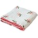 Lifetree Toddler Bed Blankets, Floral Print Bamboo Cotton 2 Layers Muslin Blankets for Girls, Lightweight Soft Blankets Large 45 x 45 inches