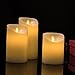 TJFEC Moving Wick LED Flameless Candles, Warmer Romantic Battery Powered,[Real Wax] Beautiful and Elegant Electric Candles - Set of 3, Ivory