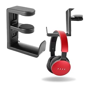 ヘッドホン ハンガー EURPMASK【360度回転・スペース節約可能&汎用 耐荷重約1kg】クリップ式 PCゲーミングヘッドセット 用 ヘッドホン フック 収納便利「品質保証」