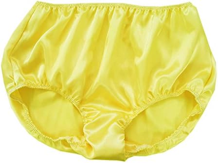 PSYW YELLOW Satin Women Knickers Underwear Panties Sissy Briefs Vintage Style
