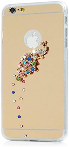 Iphone 7 Plus (5.5") Case,TAIYANYU 3D Handmade Bling Luxury Golden Mirror Soft TPU Design Golden Peacock with Colorful Crystal Shiny Sparkle Diamonds Cover for Iphone 7 Plus 5.5 inch(Gold)