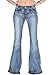 Glamour Outfitters 70s Style Faded Bell-Bottom Wide Flared Jeans - Blue