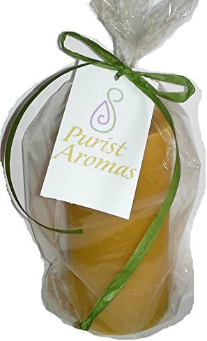 100% Organic and All Natural Raw Beeswax Candle. Naturally Scented by Organic Honey. 3x6 inch Pillar, 90hr burn time. (1)
