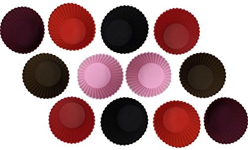 Ivykin Muffin Pan Silicone Baking Cups Nonstick Reusable Cupcake Liner / Cake Holders Fancy Colors Set of 12 for baking use