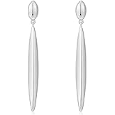CUFELMU Gold Silver Minimalist Dainty Long Bar Drop Dangle Earrings for Women