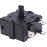 Electric Room Heater Rotary Switch Selector, AC 250V 16A 3Pin 5Pin Temperature Controller Band Switch Parts (3 Pin)