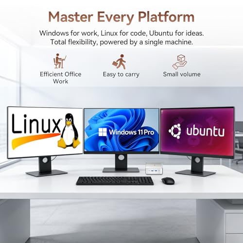 Huidun H80 Mini PC Win-11 Pro AMD Ryzen 5 (Beats 4300U/3300U/N150/N95, Up to 3.7 GHz) 16GB RAM 512GB SSD Mini Computers, HDMI+DP+USB 3.2丨4K@60Hz UHD丨WiFi+BT丨Video Editing & Graphic Design丨Silver