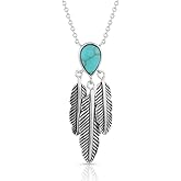 Montana Silversmiths Women's Spirit Tears Feather Turquoise Necklace - NC5287 One Size