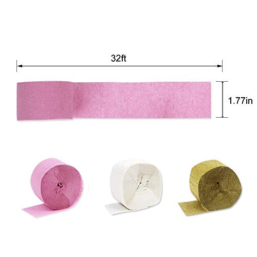 Pink Gold Color Crepe Paper Party Streamer Balloon Decorations Set for Wedding Birthday Party Thanksgiving (Pink)