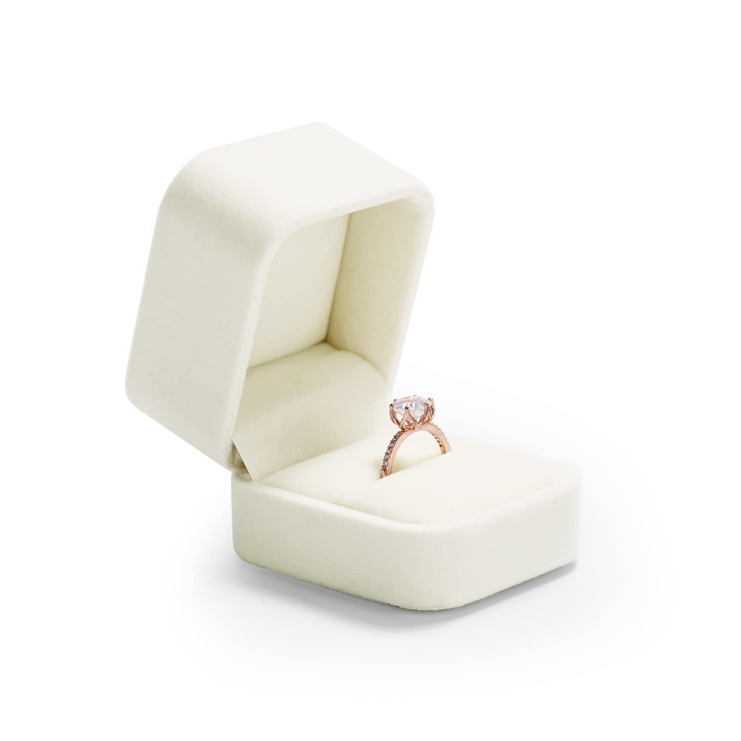 Oirlv Velvet Ring Storage Box White Ring Gift Box for Engagement Wedding Valentine's Day Anniversary