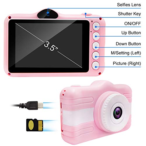 Joytrip Kids Digital Camera 3.5 Inch Screen Mini Rechargeable Toy Camera Gifts for Kid Boys & Girls Ages 4-12 Child Selfie Camera Camcorder(Pink) ... - Thumbnail 4