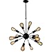 UNITARY Brand Black Metal Farmhouse Chandelier for Kitchen Island with 12 E26 Bulb Sockets, Industrial Hanging Lights, Dining Room Pendant Light Fixture