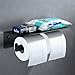 APLusee Matte Black Double Toilet Paper Holder with Shelf, 304 Stainless Steel Bathroom Tissue Roll Holder, Commercial Paper Dispenser Wall Mounted