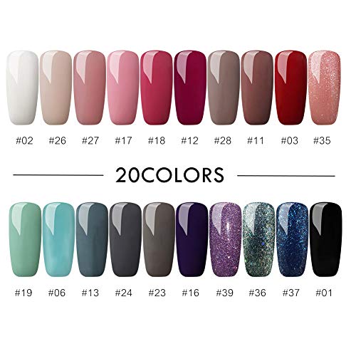 Fashion Zone 20 Colors Gel Nail Polish Set, Soak Off UV LED Gel Nail Polish Kit Manicure Salon Gift Kit 8ml - Thumbnail 3