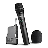 Yooson Wireless Microphone System, Rechargeable Dynamic Cordless Vocal Microphone with 6.35mm Plug Receiver for Karaoke, Party, Wedding, Churching, Stage Performance, Presentation and More.Metal Black